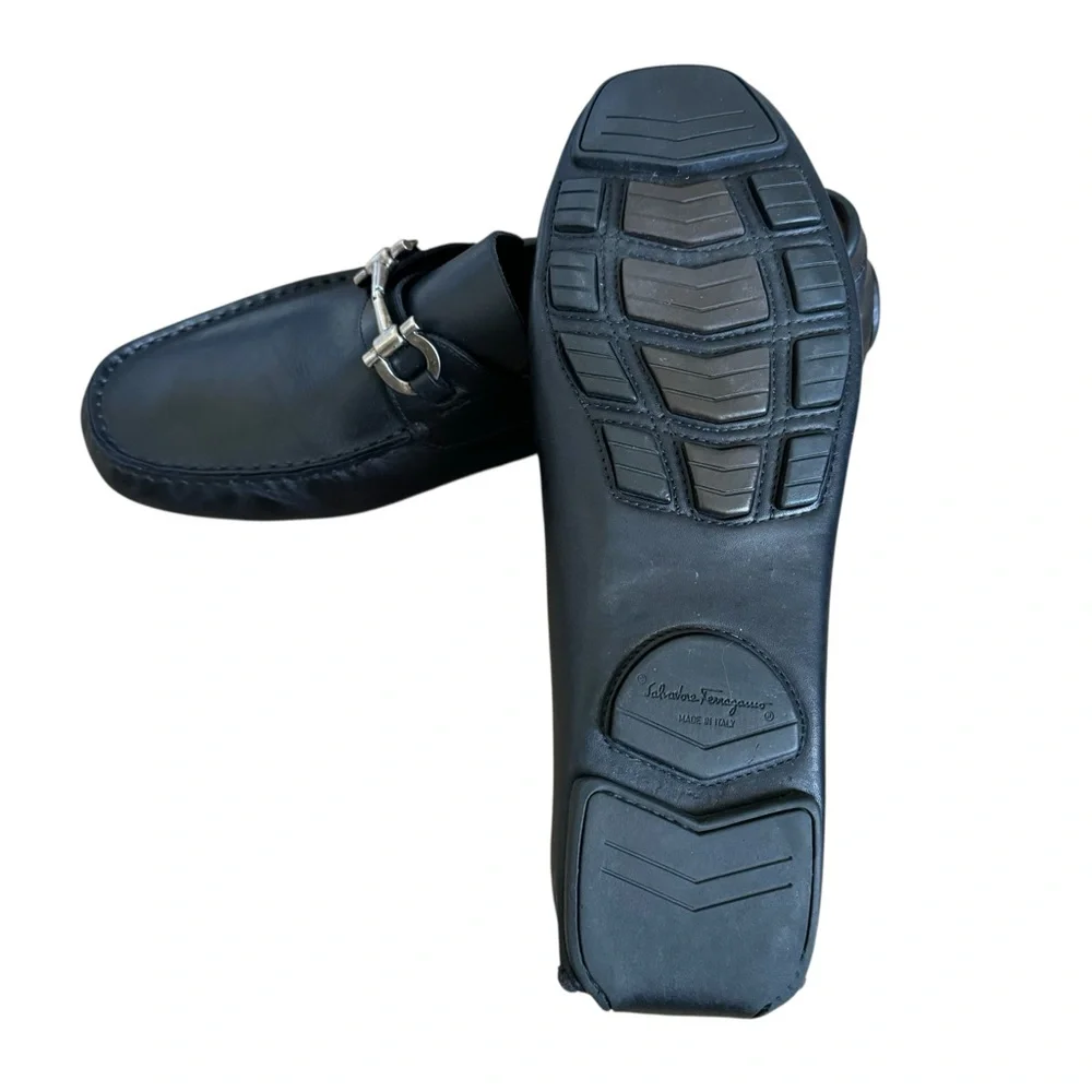 Salvatore Ferragamo Horsebit Loafers Black Driver Shoes Men’s